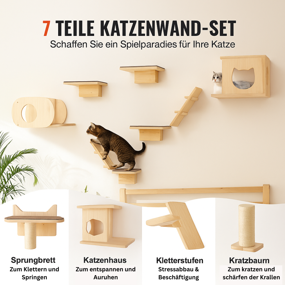 Wandmontierte Katzenregale – Spielplatz & Ruheoase für Ihre Katze mit Kletterbrettern, Hängematten & Kratzbaum